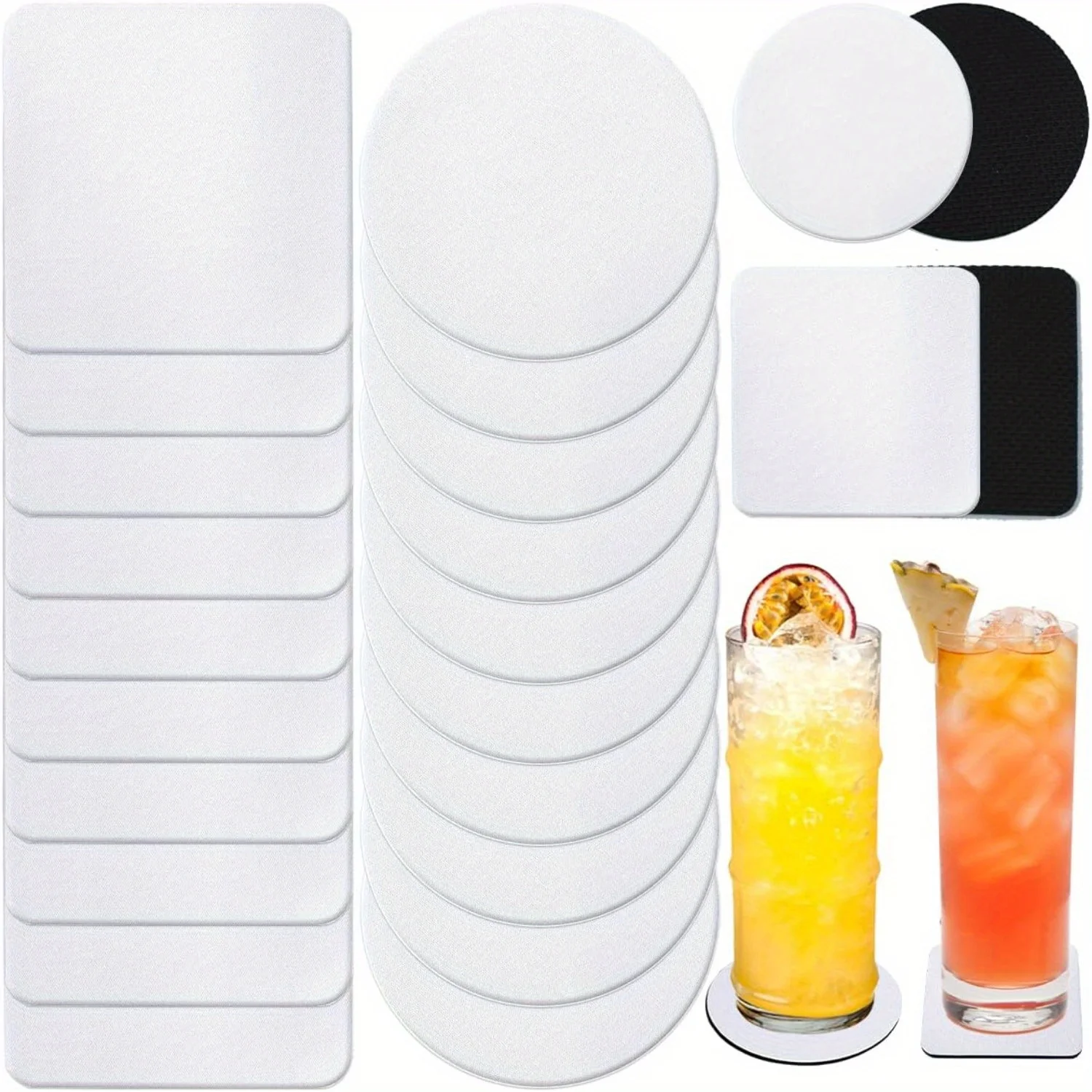 Coaster Sublimation Blank - 30/50 шт. квадратные и круглые заготовки